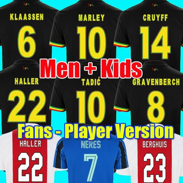 

(with vat) 2122 bob marley soccer jersey tadic berghuis haller third black kit blind promes neres cruyff klaassen gravenberch football shirt, Black;yellow