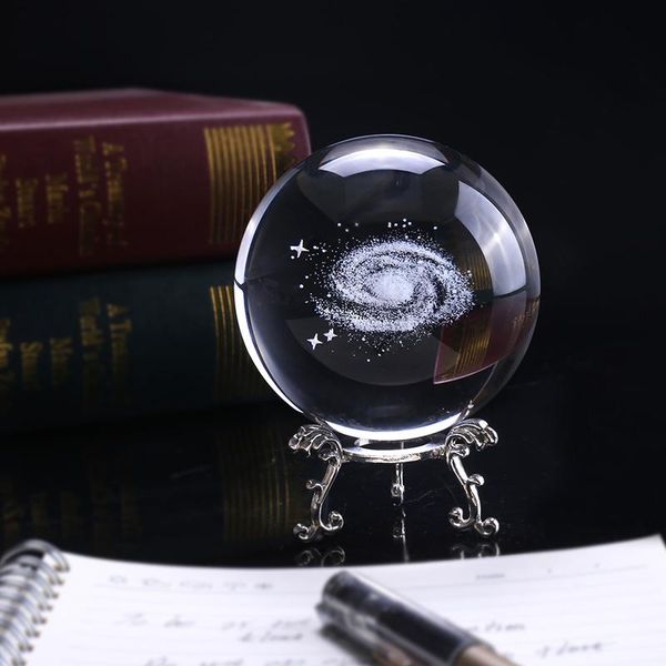 

novelty items 3d laser engraved crystal galactic miniature sculpture ball decoration astronomy sphere glass ornament gifts