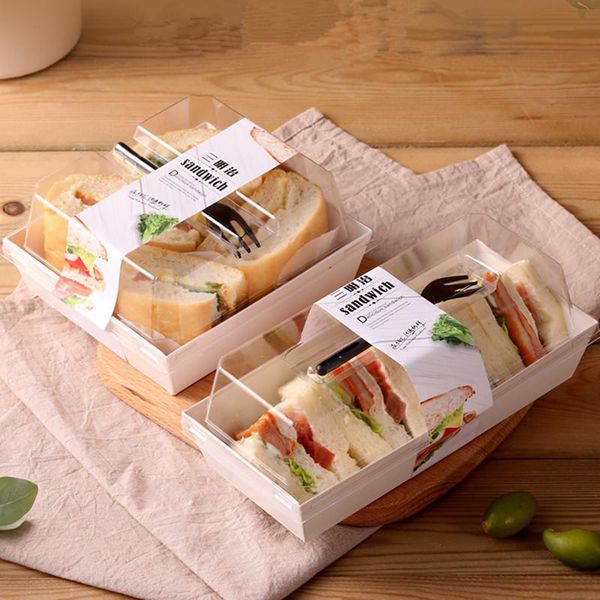 

gift wrap 50pcs net red white card paper sandwich packaging box clear cupcake salad candy party favors dessert with fork