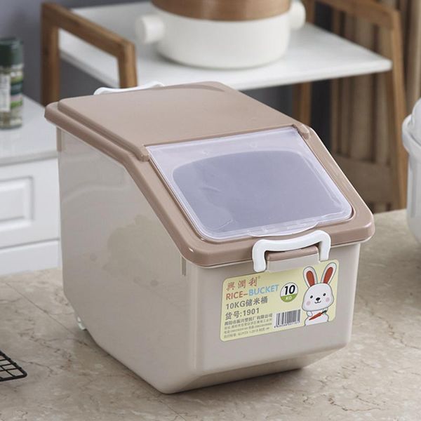 

storage bottles & jars household sealed insect-proof rice bucket box moisture-proof cylinder 10kg kitchen flour bucket(random colo