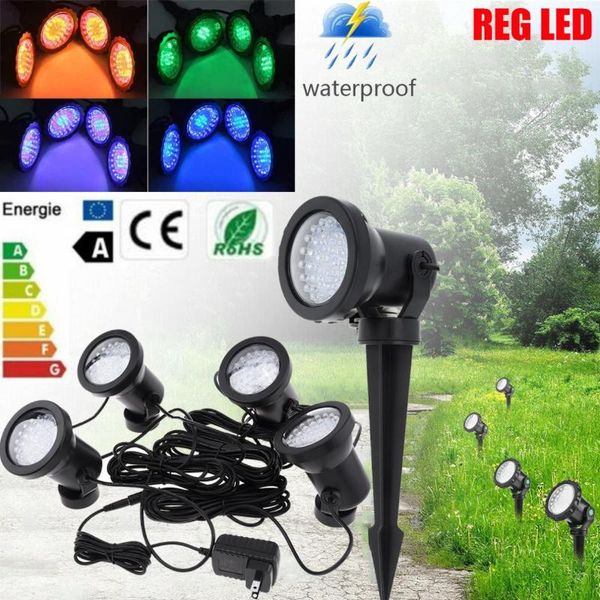 

led lawn light 4 lights 36 leds waterproof color landscaping spotlights with remote control and 16 colors for lawn lamp