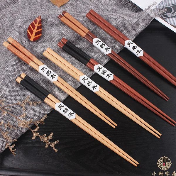 

chopsticks a pair solid wood creative twisted line pointed non-slip sushi wooden