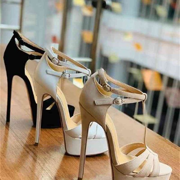 

sandals moraima snc open toe platform woman sandal summer ankle strap cutouts gladiator shoe super high thin heels dress nude white w8ca, Black