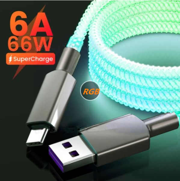 RGB LED Işık Cep Telefonu Kabloları Hızlı Şarj Tipi C Mikro USB C Kablosu SUMSUNG