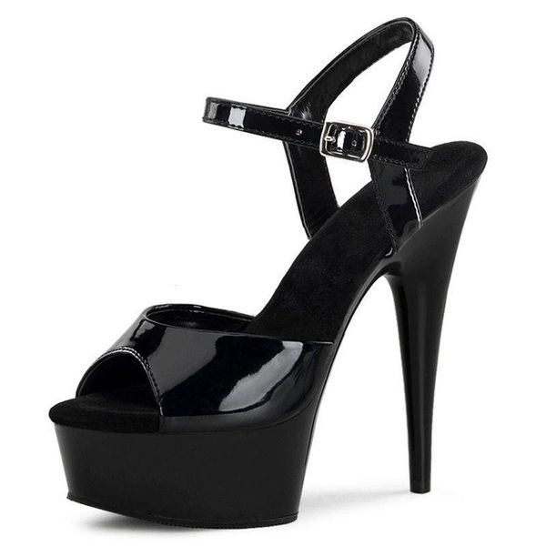 

sandals pole nightclub dancing shoes ultra high heels model walking women's 15cm platform thin for stilettos dance, Black