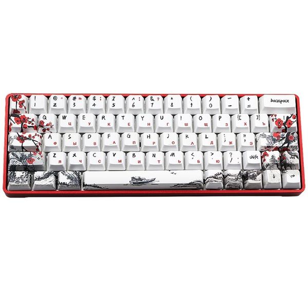 

mouse pads & wrist rests five sides dye-subbed keycaps 3 languages for standard mechanical gaming keyboard diy unique chinese plum blossom t