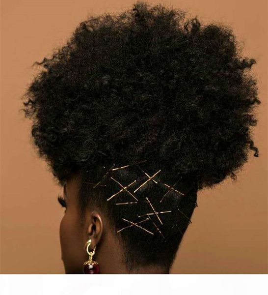 

fashion and fluffy afro curly ponytail with drawstring, Black