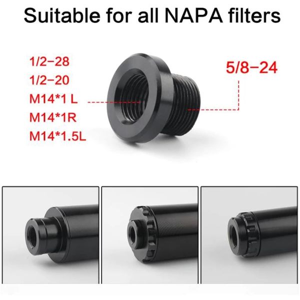 

aluminum 5/8-24 to 1/2-20 m14 car fuel filter barrel thread adapter for napa 4003 wix