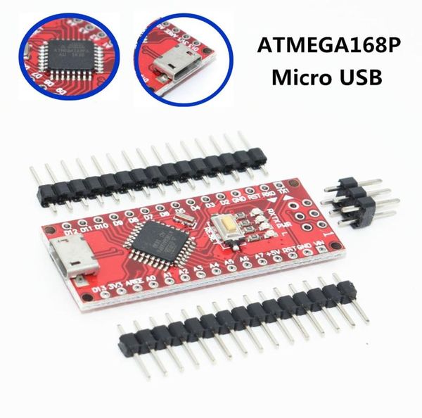 Circuitos integrados 100 pcs micro USB Nano com o controlador de bootloader atmega168p 3.0 Compatível V3.0 CH340 Driver 16MHz para Arduino