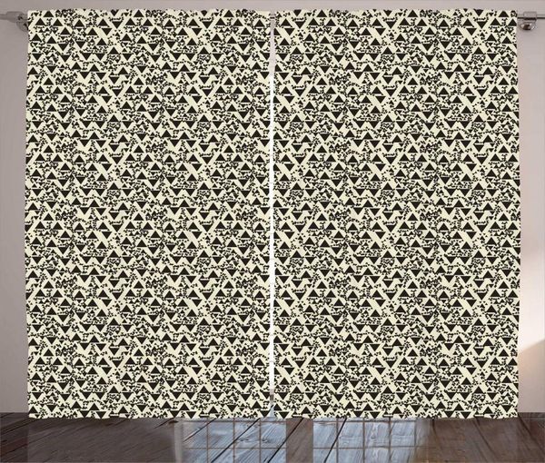 

curtain & drapes eggshell dark grey modern curtains print cluttered geometric shapes triangular motifs repeated randomly living room window