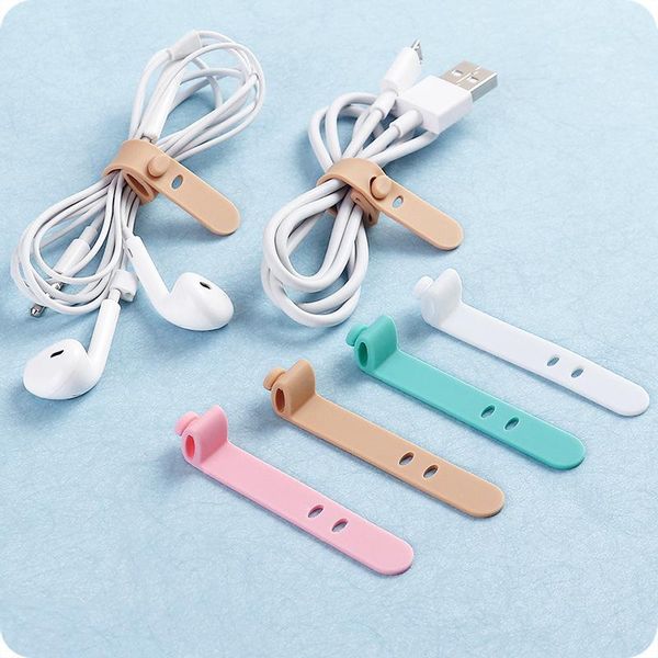 

hooks & rails arrival 4pcs silicone data wire cable organizer tie phones winder finishing buckle