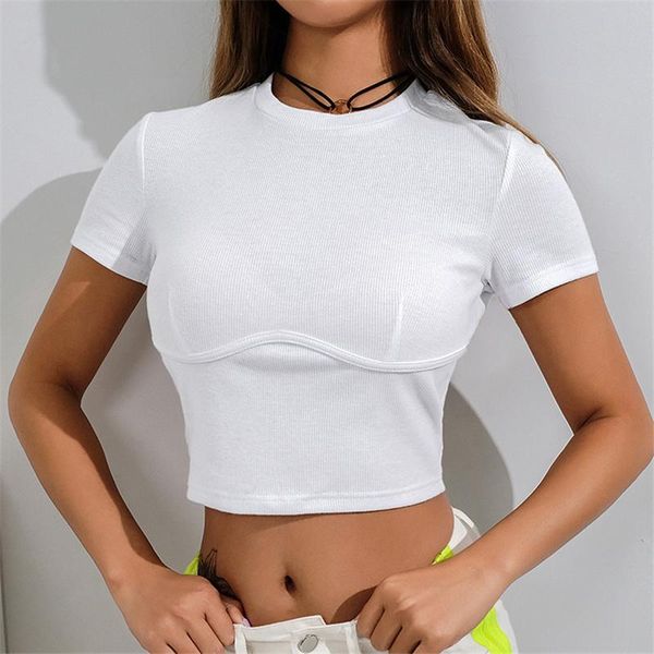 

women's t-shirt casual crop t shirt elegant short sleeve woman tshirt high street cotton tshirts women summer vintage streetwear, White