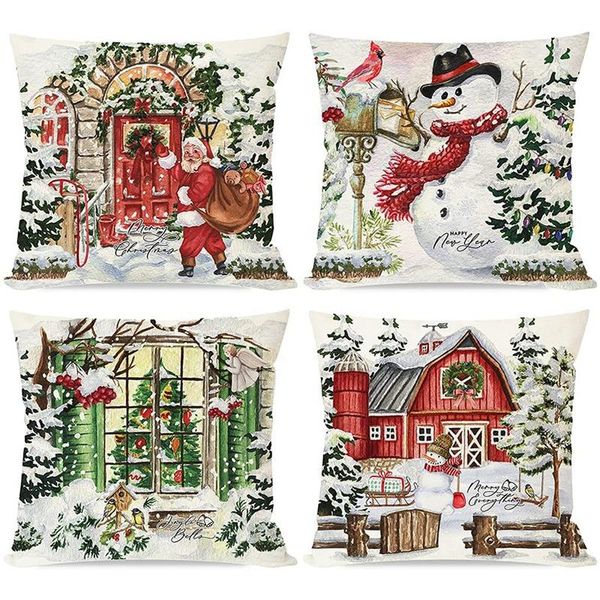 

pillow case christmas covers 18x18 set of 4 for home decorations, decor throw pillows cases sofa couch