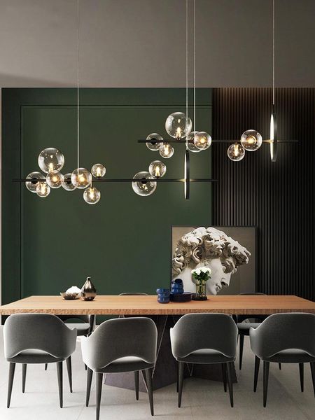 

modern led novelty glass bubble chandelier nordic dining room lamp office lighting kitchen island home decoration hanging lights