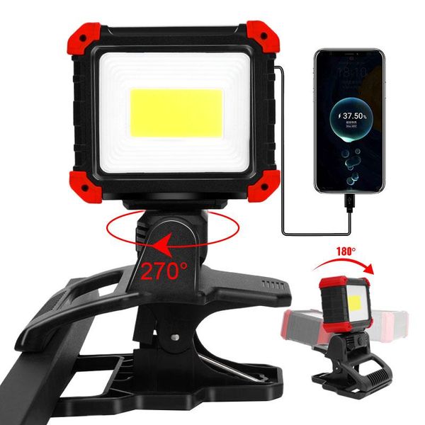 

portable lanterns led rechargeable work light 270Â° cob magnetic clip on worklight super bright waterproof cordless lamp for car repair emerg