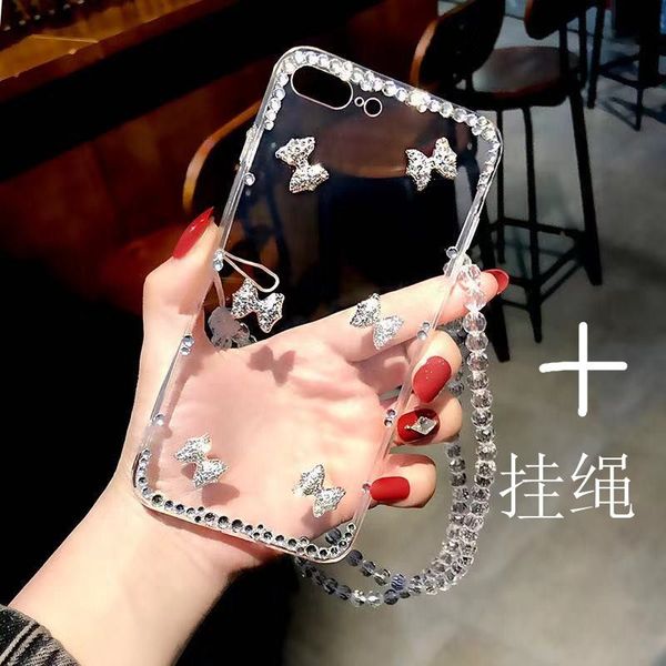 

luxury glitter bowknot phone cases for iphone 11 11pro max 12 x xs max xr 7 8 plus 6 6plus acrylic transparent shell