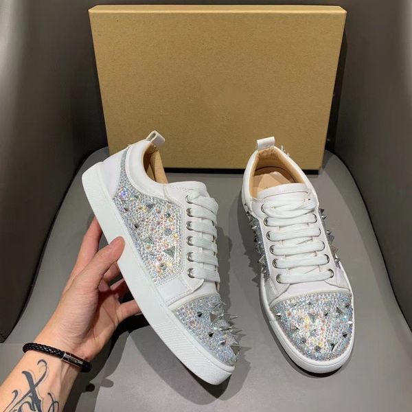

casual shoes genuine leather flat women sneakers colorful fashion flat men sneaker lace-up spikes real leather classics chaussures dfgdsgt w, Black