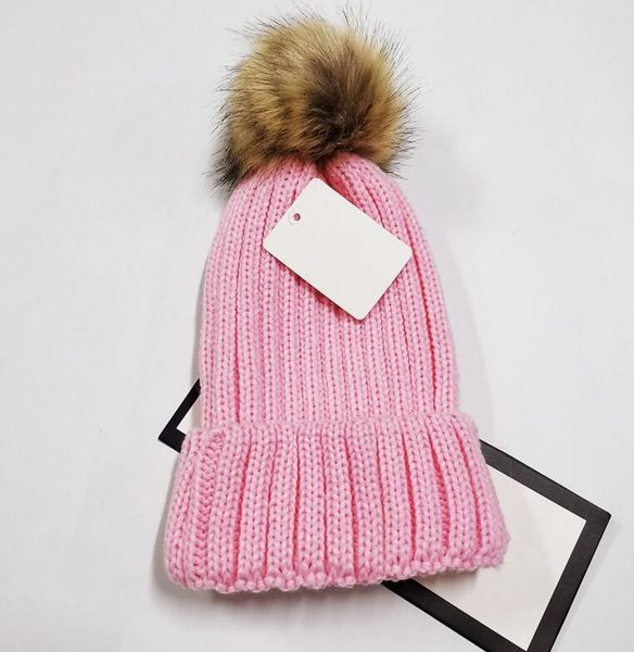

2020 wholesale beanie new winter caps hats women bonnet thicken beanies with real raccoon fur pompoms warm girl caps snapback pompon beanie, Blue;gray