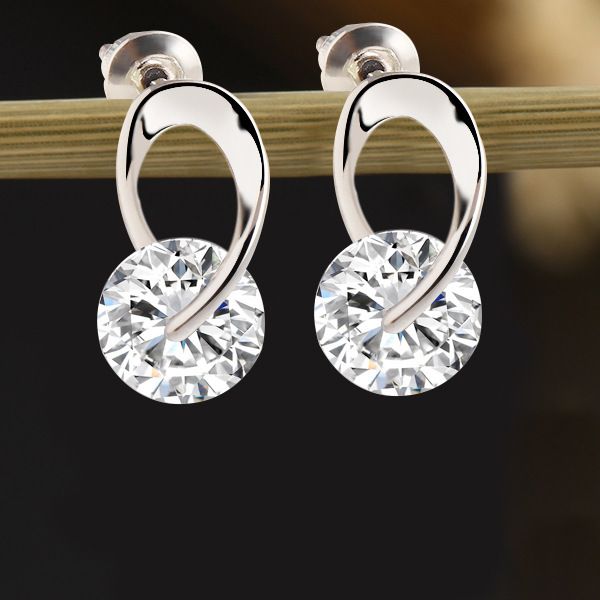 

hand decorated spiral zircon earrings fashion temperament earrings for women, Silver