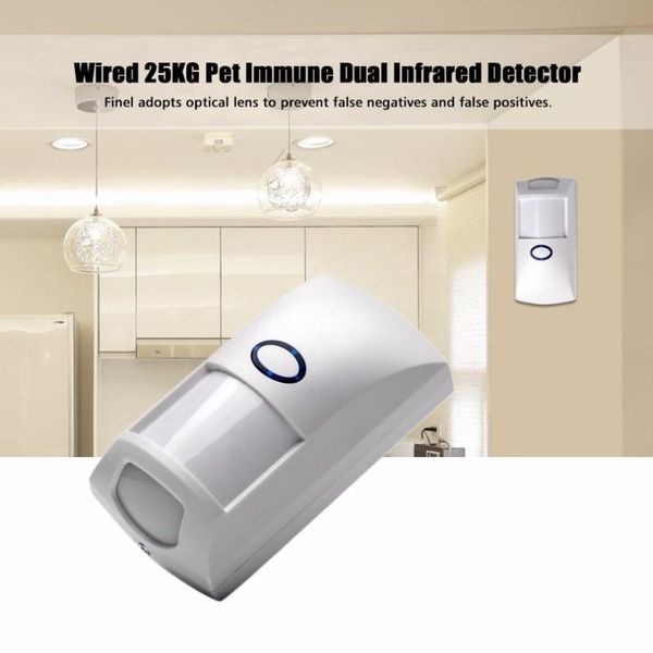 

mini portable wired 25kg pet immune dual infrared pir motion detector sensor low consumption for home gsm security alarm system