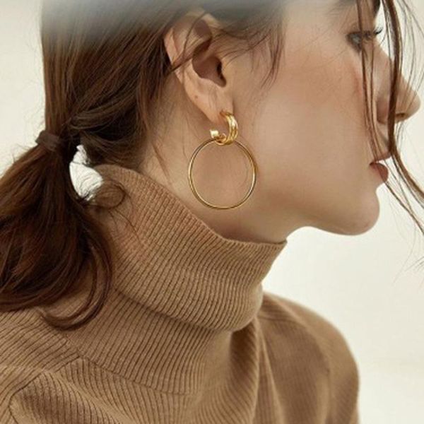 

dangle & chandelier mopai entry luxury round drop earrings for women western style gold color brass hyperbole fashion jewelry wholesale, Silver