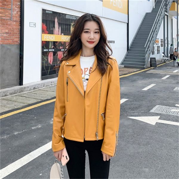 

2021 genuine female spring r19 leather jacket 245d, Black;brown