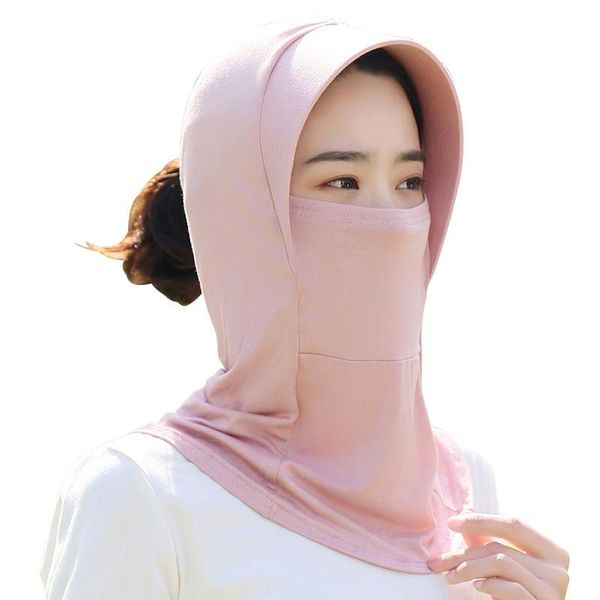 

beanie/skull caps in summer, the korean version of breathable outdoor cycling women's sun hat neck protection modal cotton visor, Blue;gray