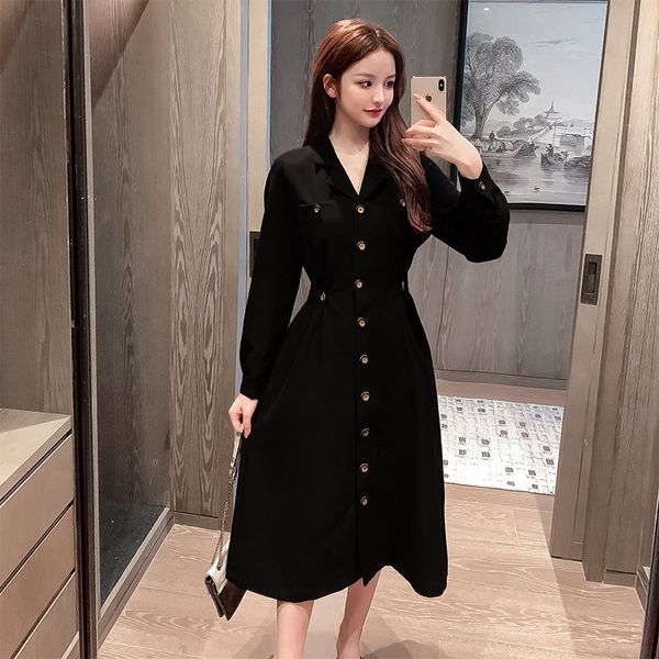 

new arrival fashion party women elegant autumn long sleeve temperament ol work style simple basic solid slim a-line dress 2l4u, White;black