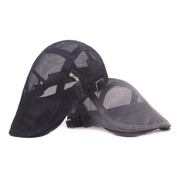 

berets qpalcr summer beret hats men women breathable forward cap solid mesh casual flat peaked net visor casquette, Blue;gray