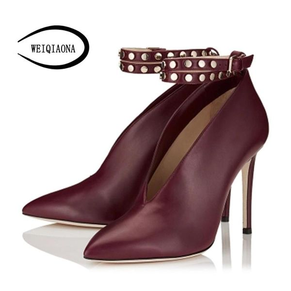 

dress shoes weiqiaona 2021 brand design star model fashion women pointed toe high heels genuine leather wedding ladies, Black