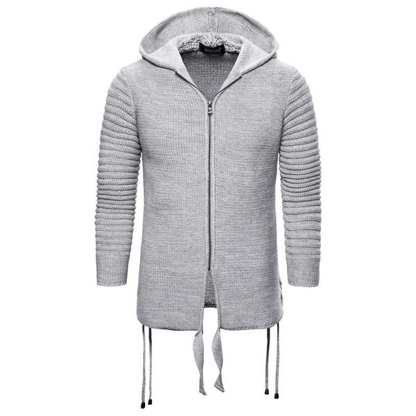 

men's sweaters cardigan solid color hooded sweatercoat casual zipper knitwear male outerwear us size s-xxl, White;black