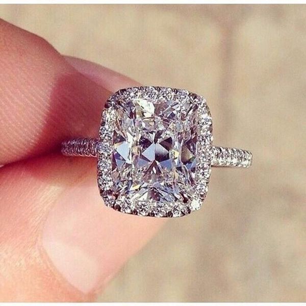 

wedding rings classic midnight dynasty promise ring 925 sterling silver cushion cut 3ct sona cz band for women bridal jewelry, Slivery;golden