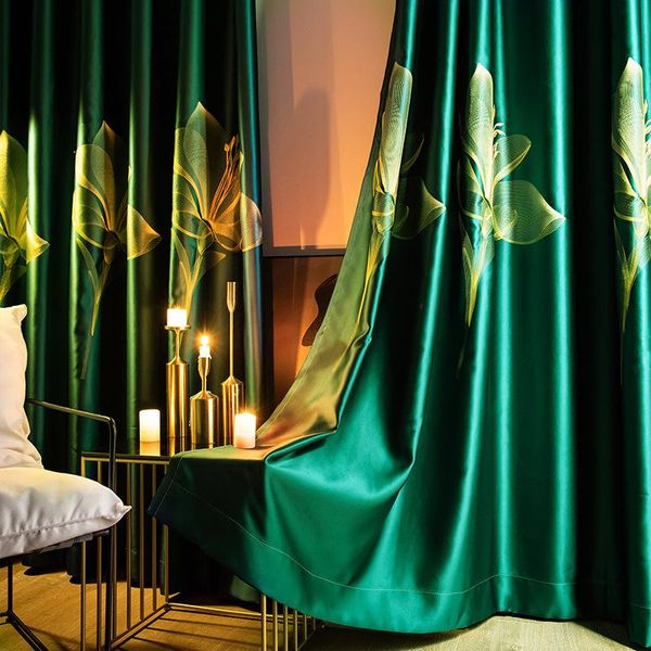 

curtain & drapes modern floral blackout curtains for living room 3d embroidered window treatments bedroom green blinds tulle
