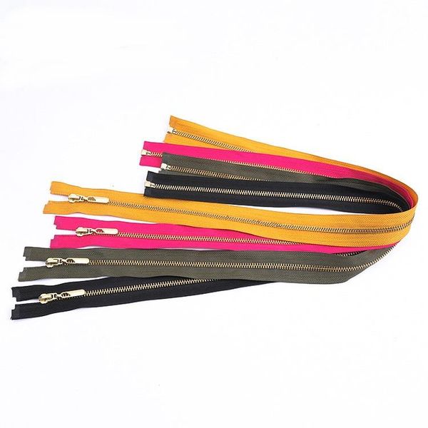 

tools# 5#metal brass zippers open-end auto lock zipper red