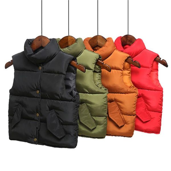 

down coat boys girls winter clothes sleeveless vest thick waistcoat outwear fashion solid color children, Blue;gray