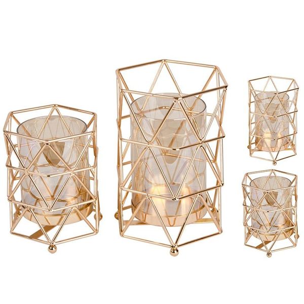 

candle holders golden iron holder european geometric candlestick romantic crystal cup home decoration table 2021