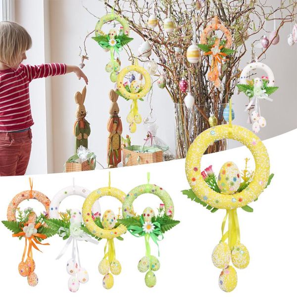 

hanging ornament for happy easter decoration foam easter eggs pendant wreaths tree wall door hang garlands decor