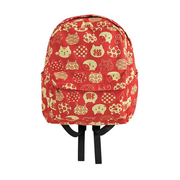 

backpack 2021 waterproof mochila playful red cat print preppy fashion shoulder bag women's