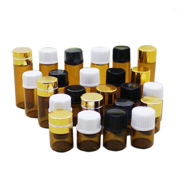 

storage bottles & jars 10/100pcs 1ml/ 2ml/3ml/5ml mini amber glass bottle dropper small essential oil vials