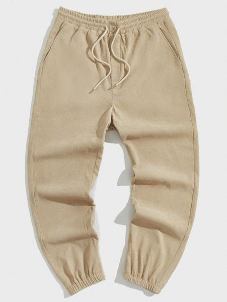 

men drawstring waist corduroy pants i6yp#, Black