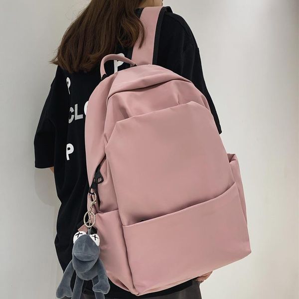 

backpack dcimor large capacity waterproof nylon solid color portable travel bag women schoolbag men lapbackpacks