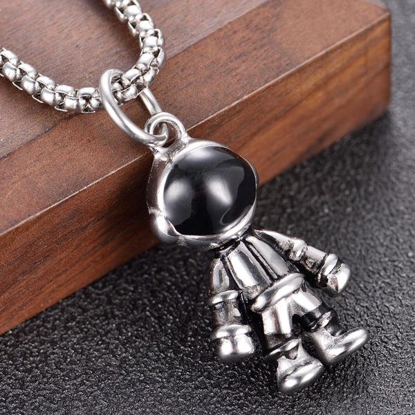 

pendant necklaces fashion hip hop astronaut men's titanium steel necklace and women's earth tide cool sweater chain, Silver