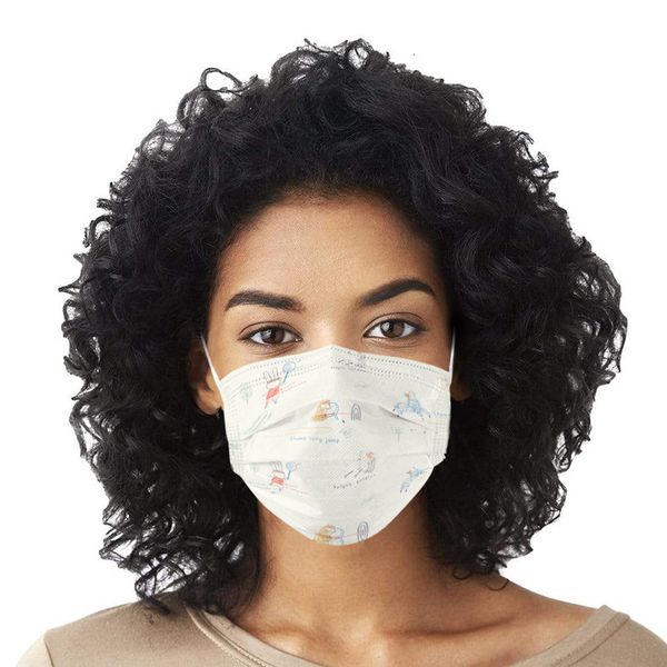 

customized simple pen color printing disposable flat mask three layer solution spray fabric for civil use