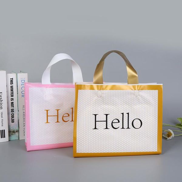 

gift wrap 50pcs plastic bags thick large shopping bag jewelry clothing store packaging wedding with handle