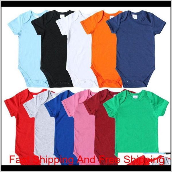 

baby rompers solid color short sleeve healthy cotton newborn jumpsuits multi colors infant one-piece clothing 0-12m ufqph blswc, Blue