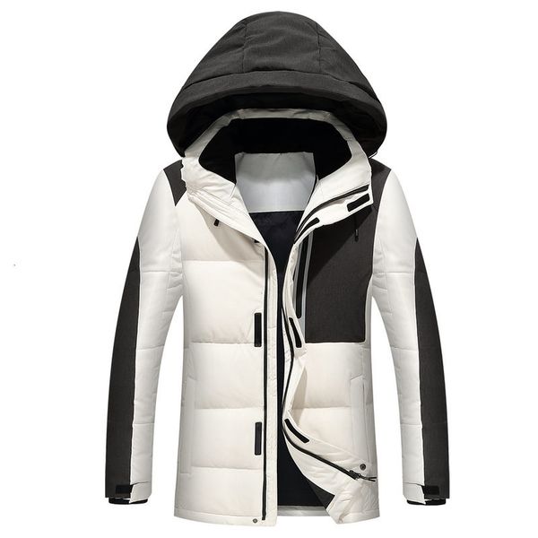 

new 2021 thick duck jacket men hooded waterproof snow coat warm quality male casual winter outerwer down parkas vvph, Black