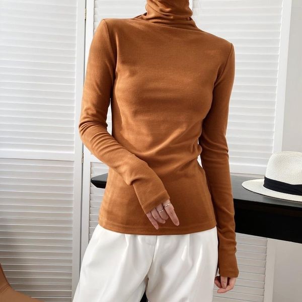 

women's t-shirt add pile collar and thick bottom coat for women autumn winter korean slim fit with high 226, White