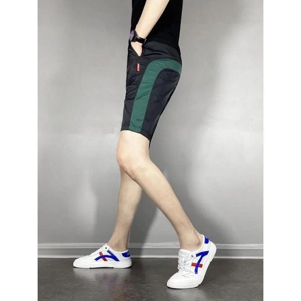 

men's shorts 2021 summer ice silk speed dry stretch five-minute pants men slim korean version of short splice half the trousers big und, White;black