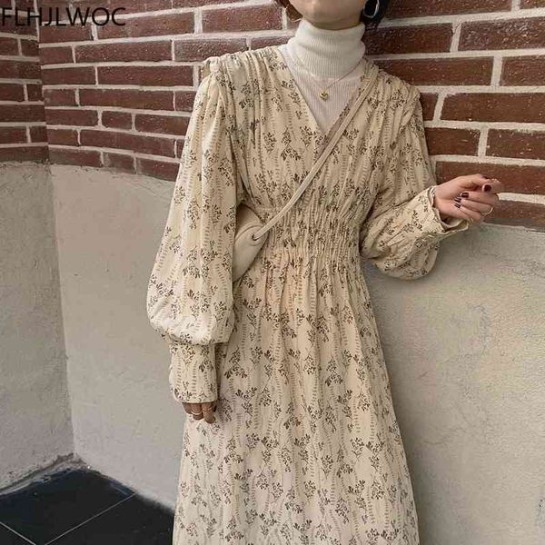 

casual dresses temperament fenimine vestidos chic korea design women a line retro vintage floral print long s4ht, Black;gray