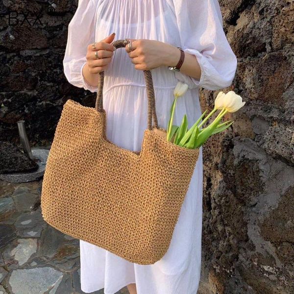 

cross body [bxx] straw weave high capacity bags for women 2021 fashion shoulder hand bag lady trend handbags and purses hr117